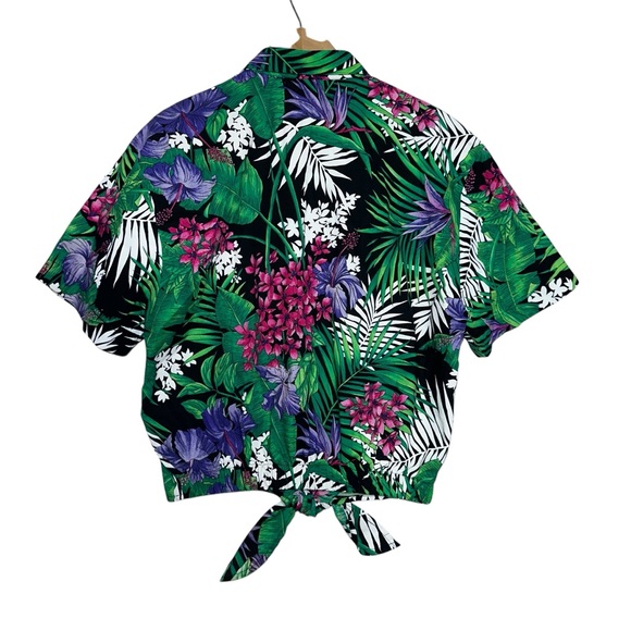 Vintage 90s Paquette Tropical Front Tie Button Up Shirt Large - Picture 4 of 8